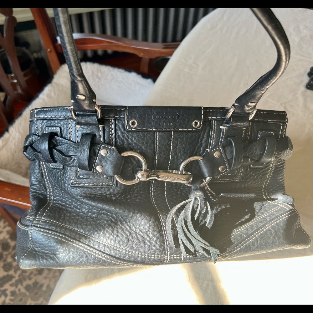 Black coach leather handbag, used but in very good condition.